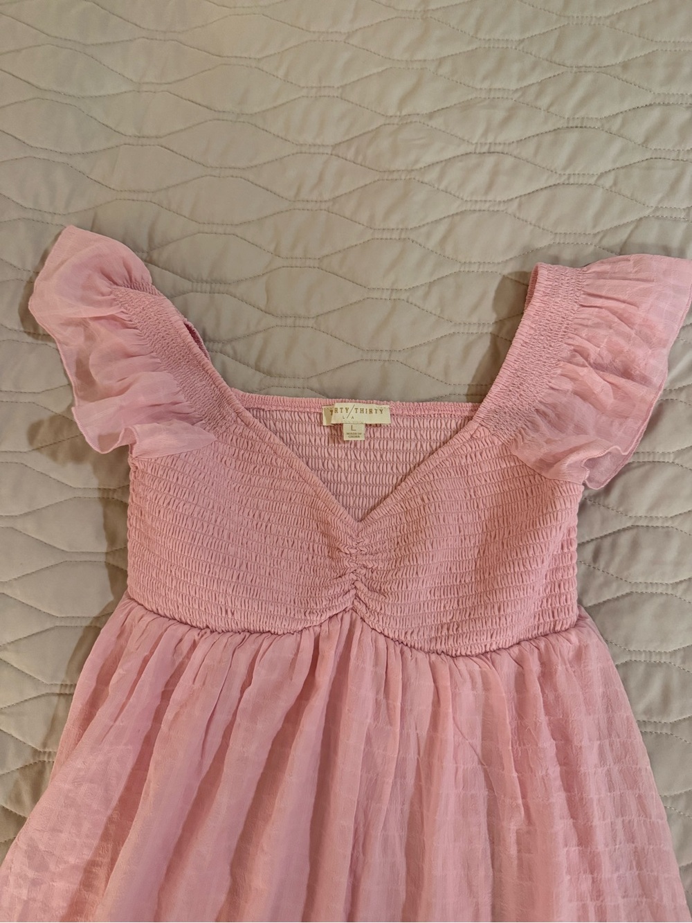 Pink Ruffle Sleeve Sundress - Picture 3 of 6